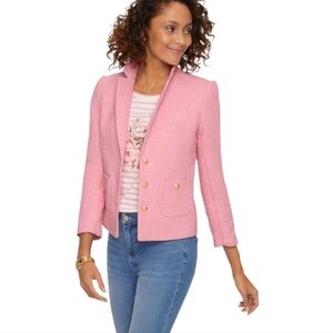 Talbots | Classic Pink Tweed Tailored ¾ Sleeve Blazer Size 14